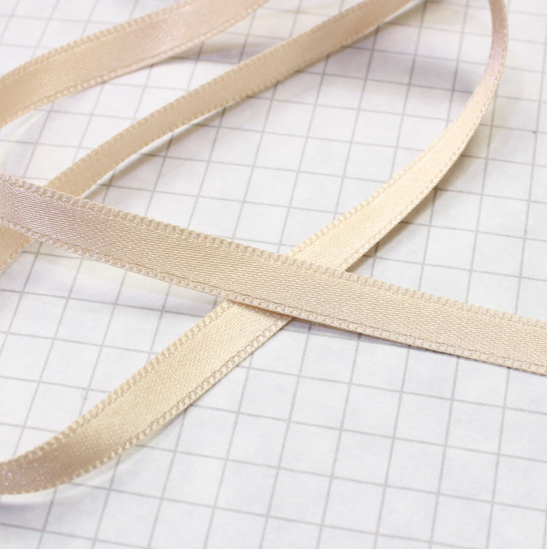 100% Polyester Double Sided Satin Ribbon, 6mm beige (1/4 inch)